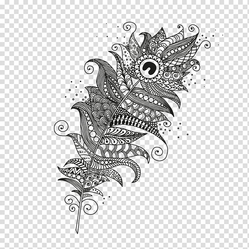 Book Drawing, Zentangle Coloring Book, Doodle, Feather, Line Art, Visual Arts, Ornament, Blackandwhite transparent background PNG clipart