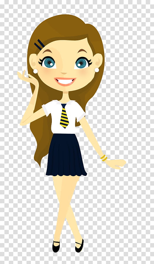 Back to School Doll, aimated woman transparent background PNG clipart