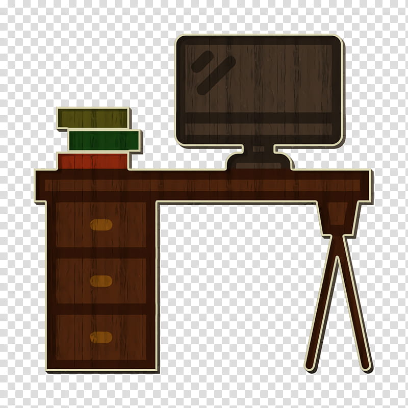 Office elements icon Desk icon, Furniture, Computer Desk, Table, Computer Monitor Accessory, Wood, Technology, Writing Desk transparent background PNG clipart