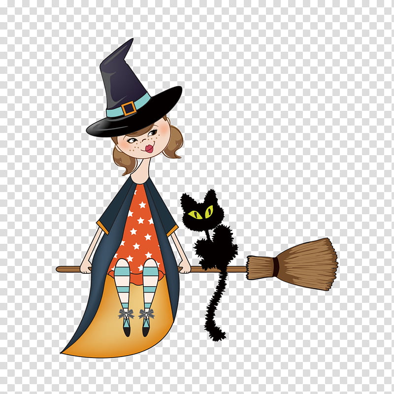 Halloween Cat Drawing, Halloween , Witchcraft, Witch Flying, Broom, Black Cat, Witchhunt, Black Magic transparent background PNG clipart