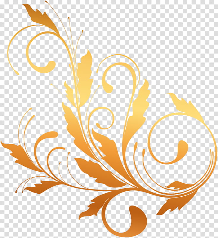 Floral Flower, Gold, Floral Design, Raster Graphics, Motif, Text, Orange, Line transparent background PNG clipart