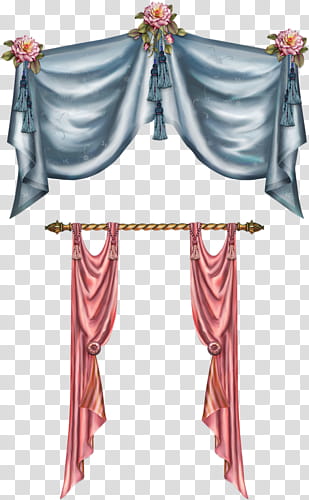 two blue and pink curtain and furniture drape transparent background PNG clipart