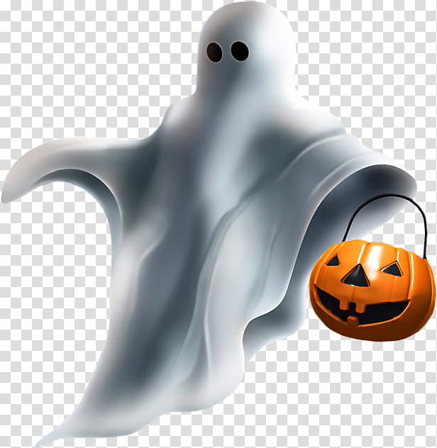 Halloween, ghost holding Jack-O-Lantern bukcet transparent background PNG clipart