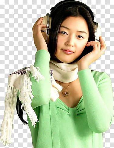 Jun Ji-Hyun wearing green top transparent background PNG clipart