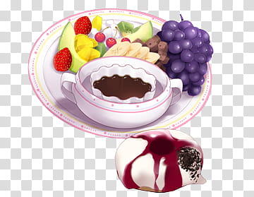 fruits and cup of drink on plate illustration transparent background PNG clipart