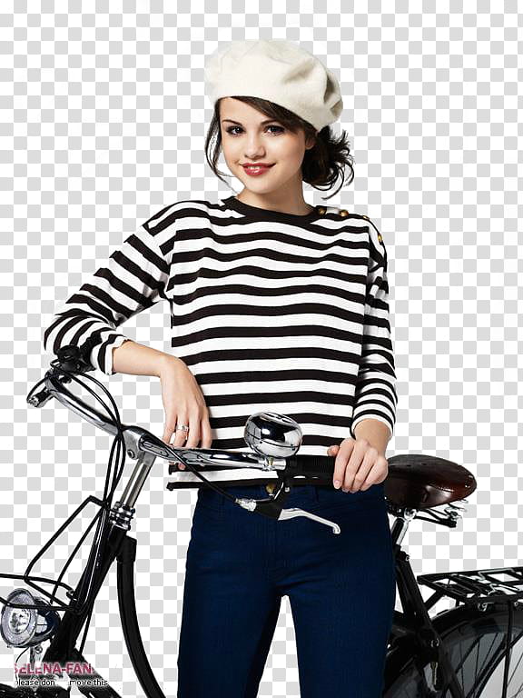 Recursos Para Tus Portadas D o etc, Selena Gomez wearing black and white stripe long-sleeved shirt transparent background PNG clipart