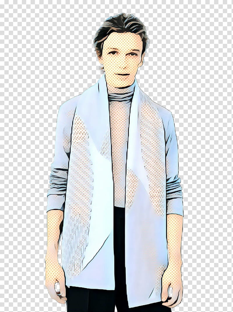 clothing white outerwear blue sleeve, Pop Art, Retro, Vintage, Jacket, Blazer, Cardigan, Sweater transparent background PNG clipart