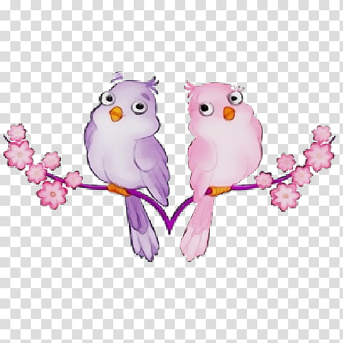 Cherry Blossom, Watercolor, Paint, Wet Ink, Lovebird, Owl, Cartoon, Drawing transparent background PNG clipart