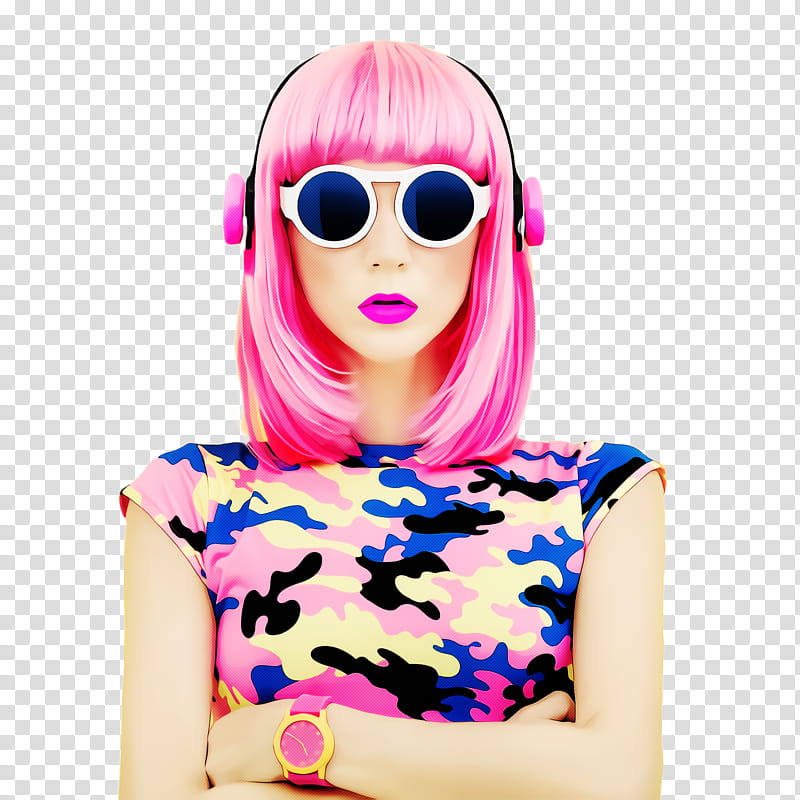 Glasses, Eyewear, Sunglasses, Pink, Clothing, Neck, Cool, Wig transparent background PNG clipart