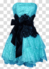 Dresses SET , women's teal and black floral strapless dress transparent background PNG clipart