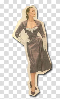 retro vintage fashion, woman wearing black dress art transparent background PNG clipart