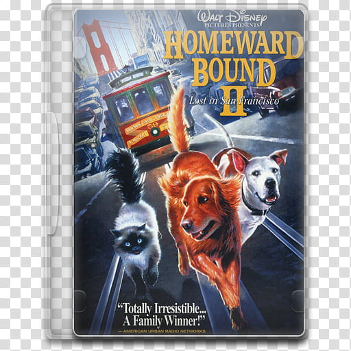 Movie Icon Mega , Homeward Bound II, Lost in San Francisco, Walt Disney Homeward Bound  DVD case art transparent background PNG clipart