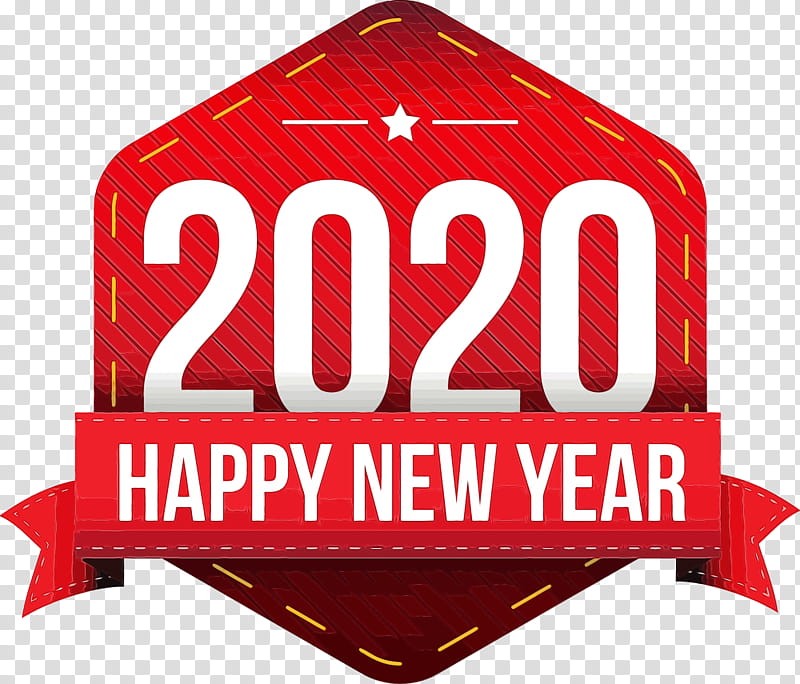 logo red signage font label, Happy New Year 2020, New Years 2020, Watercolor, Paint, Wet Ink transparent background PNG clipart