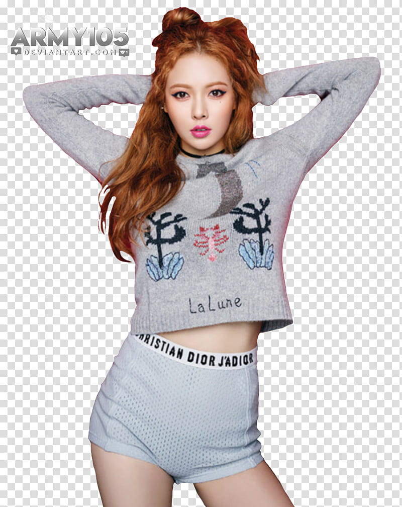 Hyuna triple h, smiling woman putting hands on back of head transparent background PNG clipart