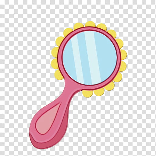 Baby toys, Watercolor, Paint, Wet Ink, Pink, Makeup Mirror, Rattle, Cosmetics transparent background PNG clipart