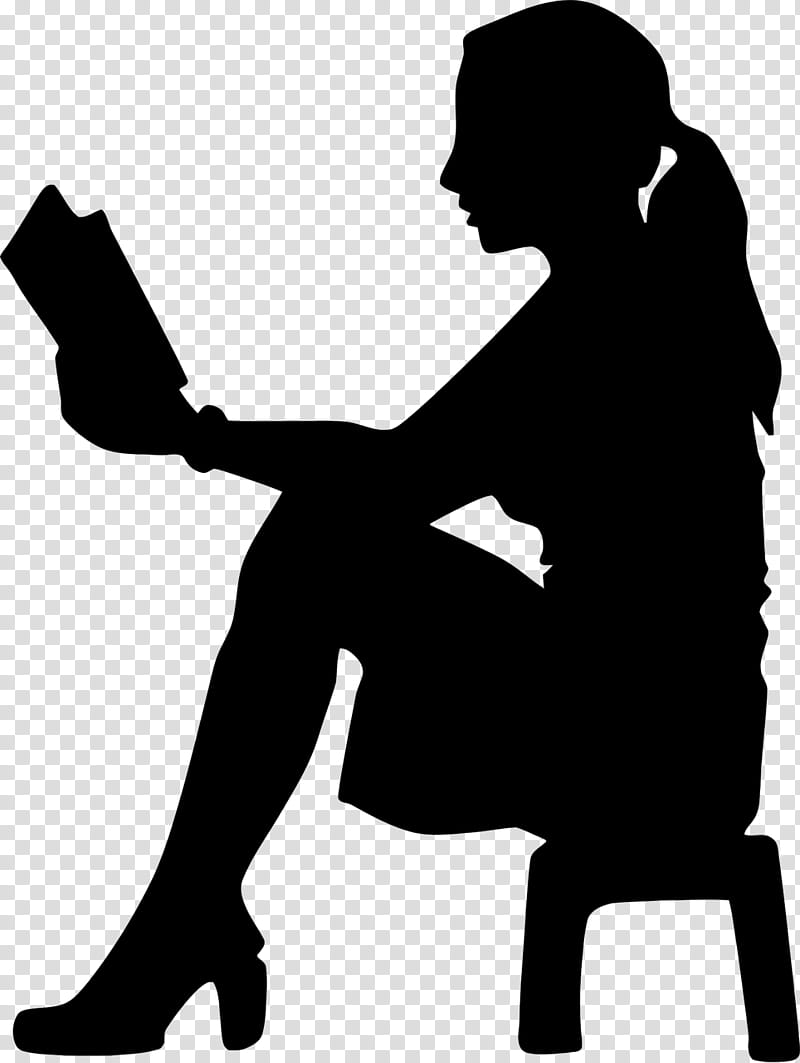 Book Silhouette, Woman, Reading, Girl, Lady, Sitting transparent background PNG clipart