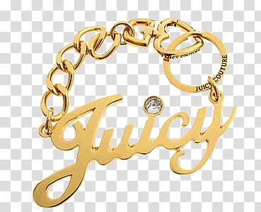 , gold-colored Juicy Couture chain bracelet transparent background PNG clipart
