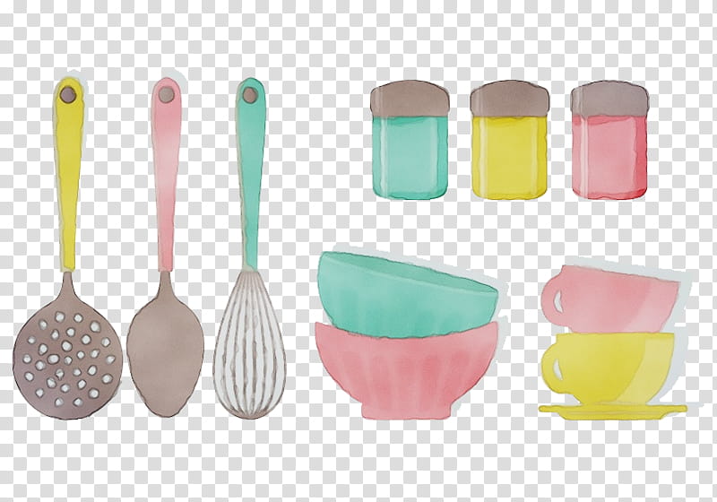 Watercolor, Paint, Wet Ink, Kitchen Utensil, Kitchenware, Knife, Bowl, Tableware transparent background PNG clipart