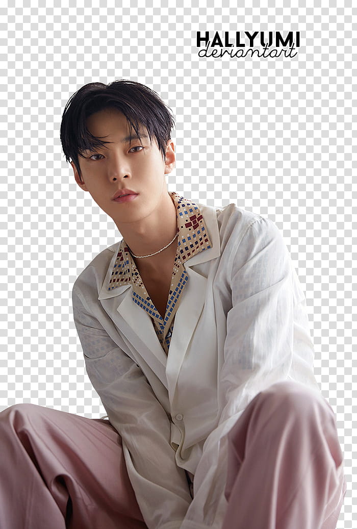 Doyoung, man wearing white long-sleeve dress transparent background PNG clipart