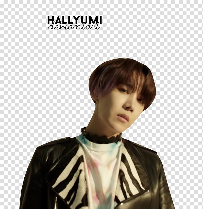 BTS FAKE LOVE, man wearing black and white leather jacket transparent background PNG clipart
