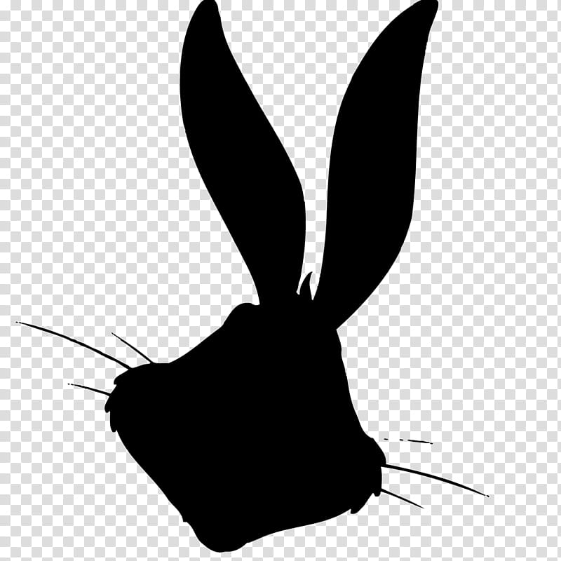 Rabbit, Hare, Silhouette, Whiskers, Black M, White, Wing, Blackandwhite transparent background PNG clipart