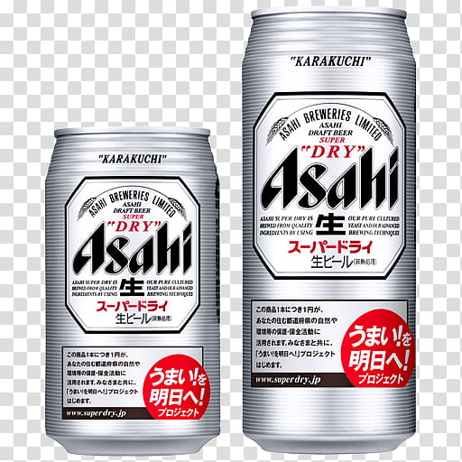 Japan, Asahi Breweries, Asahi Super Dry, Beer, Fizzy Drinks, Asahi Brewery, Tin Can, Alcoholic Beverages transparent background PNG clipart