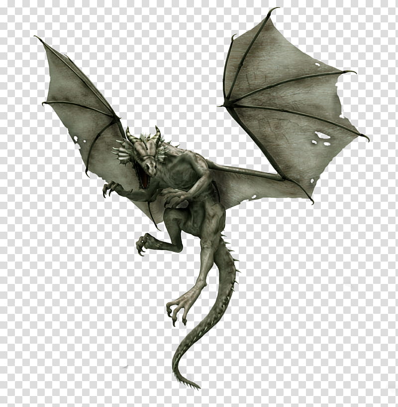 E S Dragon , gray gargoyle illustration transparent background PNG clipart