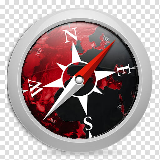 Red Icon for Mac, Safari-REDSet, compass navigation transparent background PNG clipart