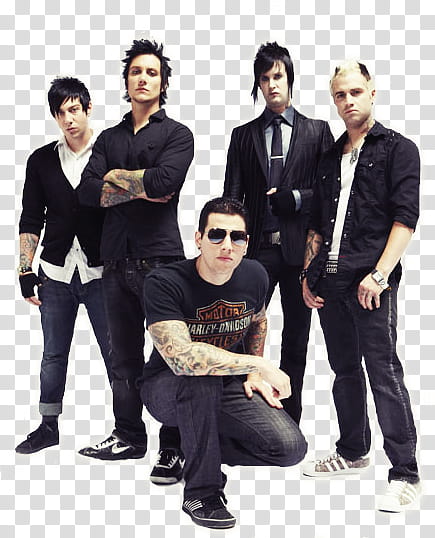 Avenged Sevenfold, five men wearing black shirts transparent background PNG clipart