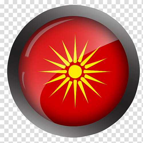 macedonia flag button, round red and yellow illustration transparent background PNG clipart