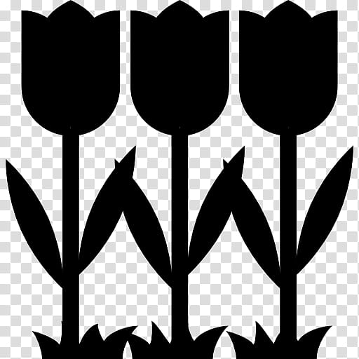 Tulip Flower, Silhouette, Line, Leaf, Branching, Plants, Black M, Text transparent background PNG clipart