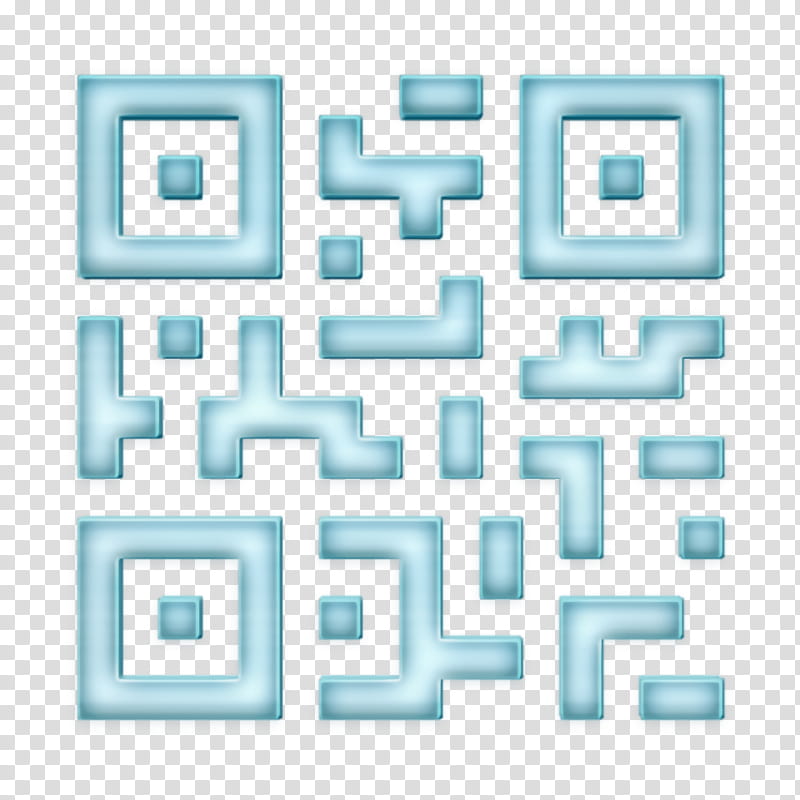 Qr code icon Programming icon, Text, Turquoise, Line, Square, Rectangle transparent background PNG clipart