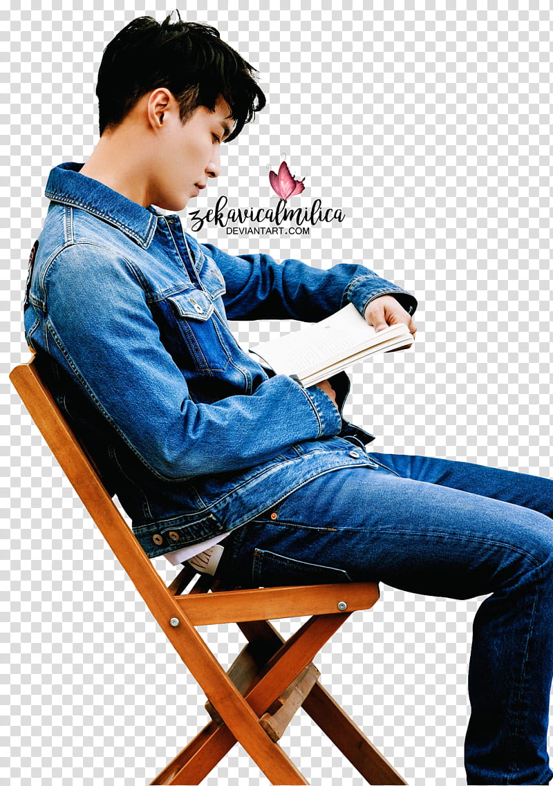 EXO Lay , man reading book transparent background PNG clipart