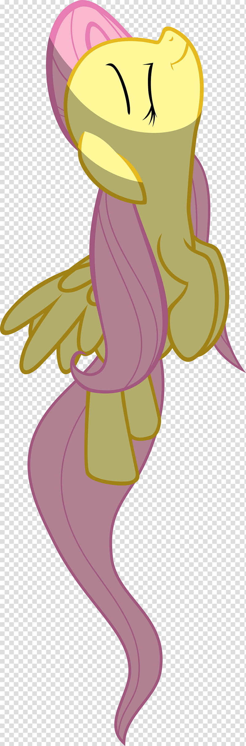 Fluttershy Ascending, yellow and pink pony art transparent background PNG clipart