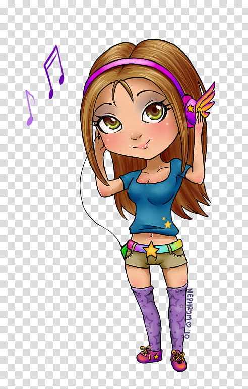 Super cute Chibi me, brown-haired female illustration transparent background PNG clipart