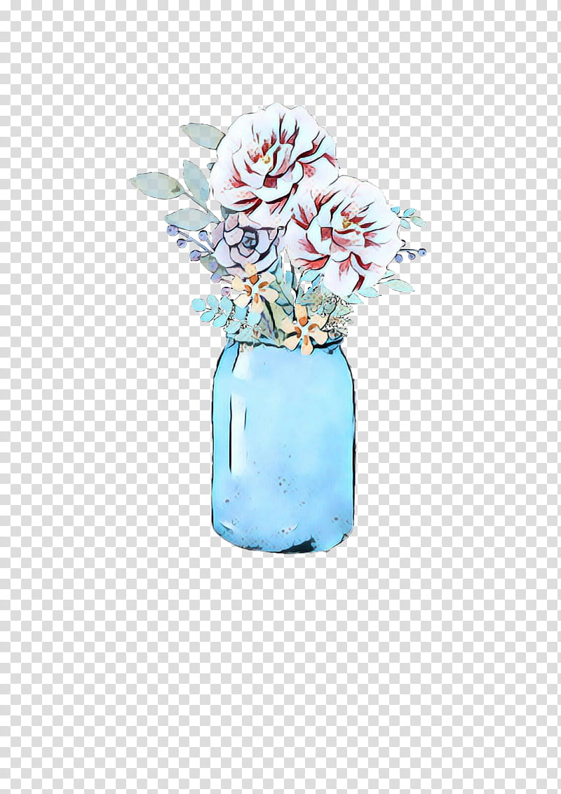 turquoise blue vase aqua flower, Pop Art, Retro, Vintage, Plant, Mason Jar, Hydrangea, Artifact transparent background PNG clipart