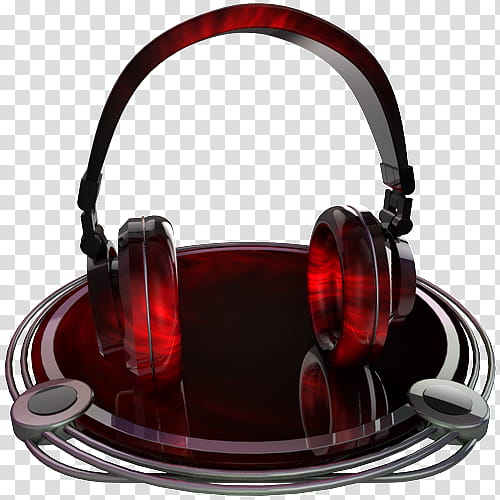 chrome and red icons, headphones red transparent background PNG clipart
