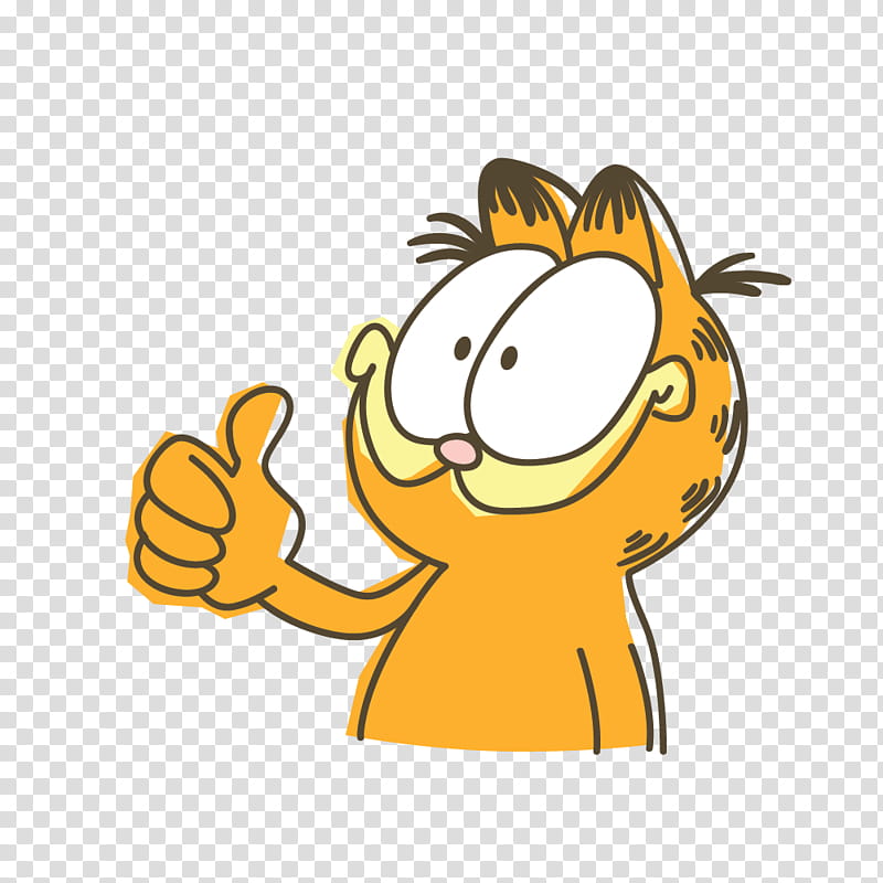 Hello Emoji, Sticker, Thumb Signal, Line, Garfield, Messaging Apps, Bare Tree Media Inc, User Interface transparent background PNG clipart