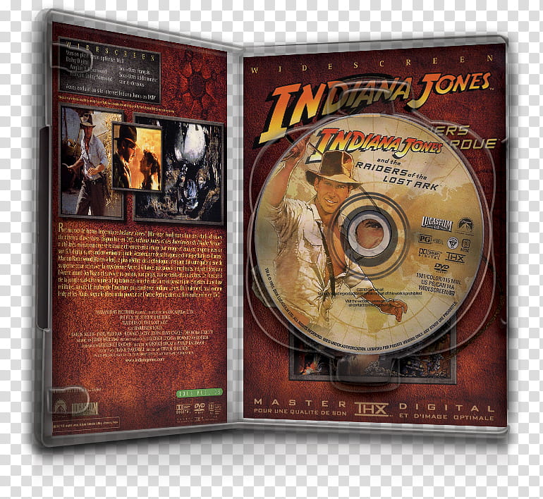 DvD Case Icon Special , Indiana Jones L'aventurier de l'Arche Perdue DvD Case Open transparent background PNG clipart