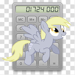 All icons in mac and ico PC formats, macmisc, Derpylator, gray Little Pony with calculator art transparent background PNG clipart