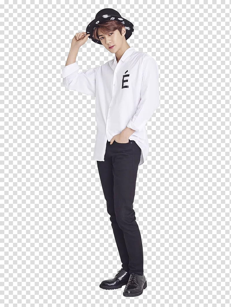 EXO Hat On PART P, man in white dress shirt holding hat transparent background PNG clipart
