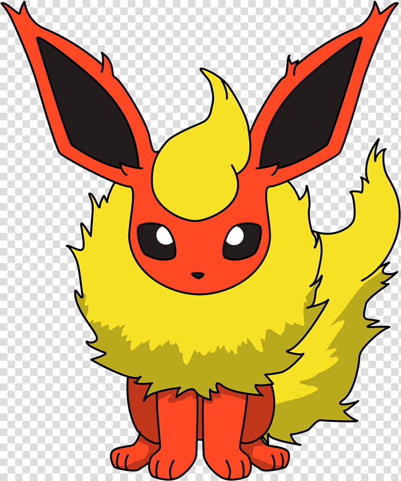 Flareon Sitting, red and yellow -legged animal animated character illustration transparent background PNG clipart