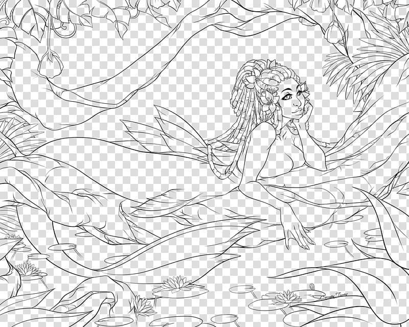 Free Line Art Mermaid, mermaids sketch transparent background PNG clipart