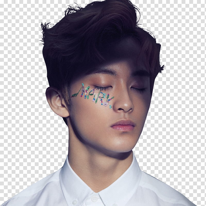 NCT Yearbook , Mark wearing white collared top transparent background PNG clipart