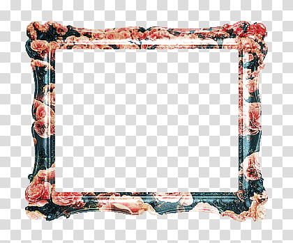 Marcos, rectangular red and black floral frame transparent background PNG clipart