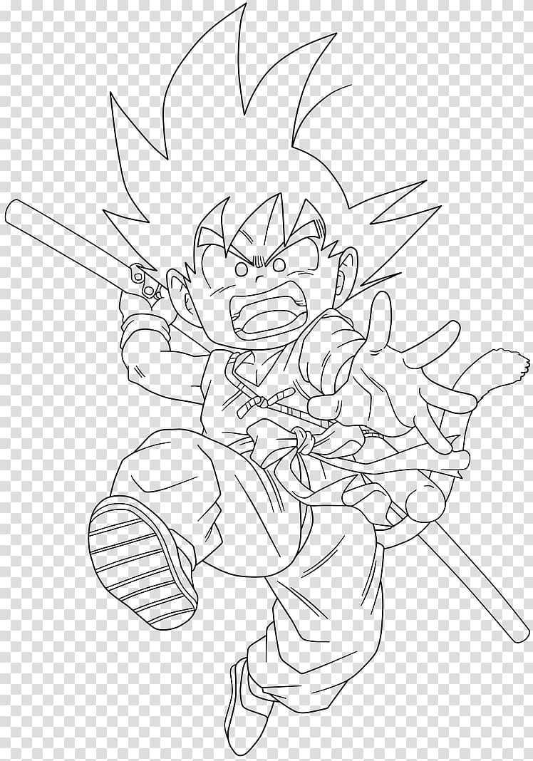 Dragon Ball, kid Goku , lineart transparent background PNG clipart