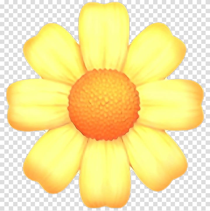 Flower Emoji, Cartoon, Sticker, Petal, Yellow, Common Daisy, Orange, Closeup transparent background PNG clipart