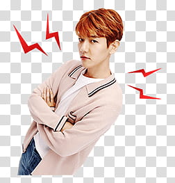 EXO LINE STICKERS, man in brown sweatshirt cross arms transparent background PNG clipart