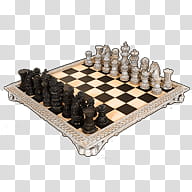VVintage, black and white chess set transparent background PNG clipart