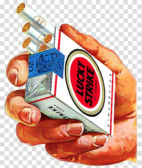 Back To The  s, person holding Lucky Strike cigarette box transparent background PNG clipart